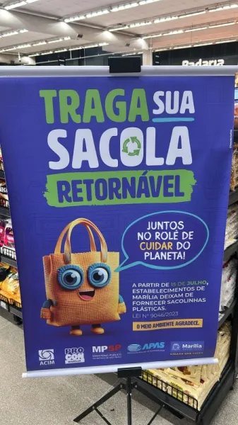 Lei que obriga o uso de sacolas reutilizáveis entra em vigor nesta terça-feira, 15 de julho em Marília